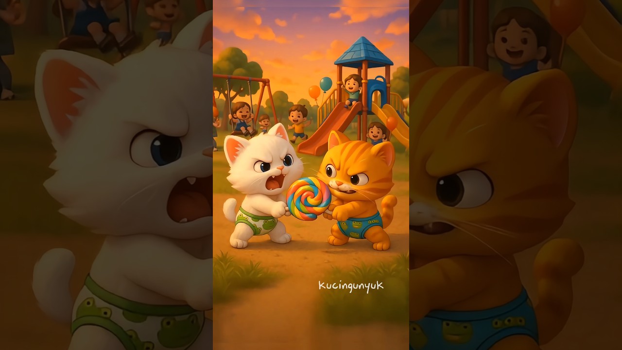 Kucing lucu rebutan permen #kartun #kartunkucing #animasulucu