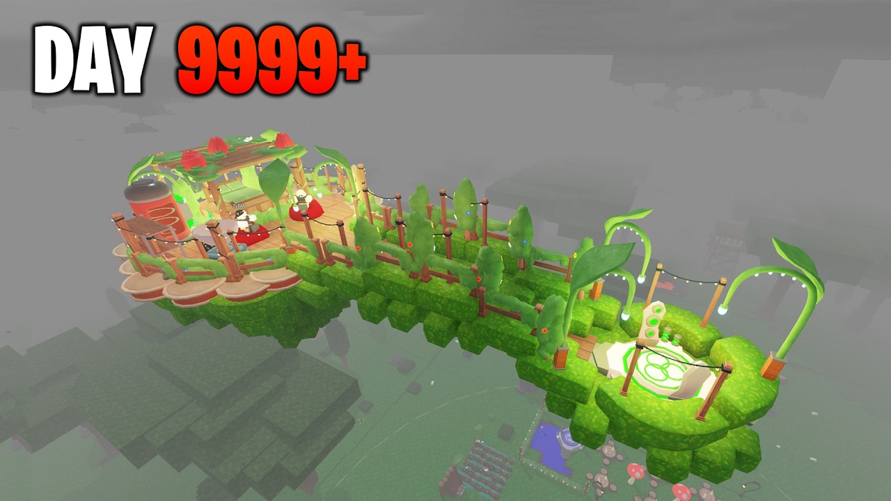 I Built a Sky Garden Base with RealRosa in 99 nights in the forest