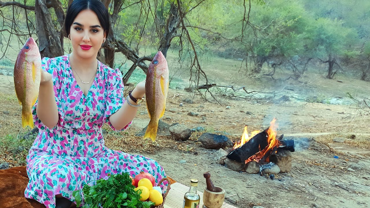 ASMR Cooking best Fish recipe 🐟,Oman Campfire cooking
