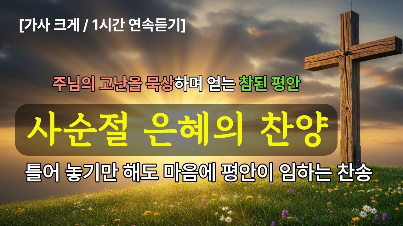 사순절 은혜의 찬양 - 틀어 놓기만 해도 마음에 평안이 임하는 찬송 (1시간/가사 크게) #사순절찬양 #묵상찬양 #찬송가연속듣기 #가사큰찬양 #1시간찬양