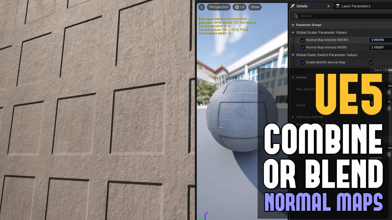 UE5: How to Blend or Combine 2 Normal Map Textures Together Using the Standard Material Editor