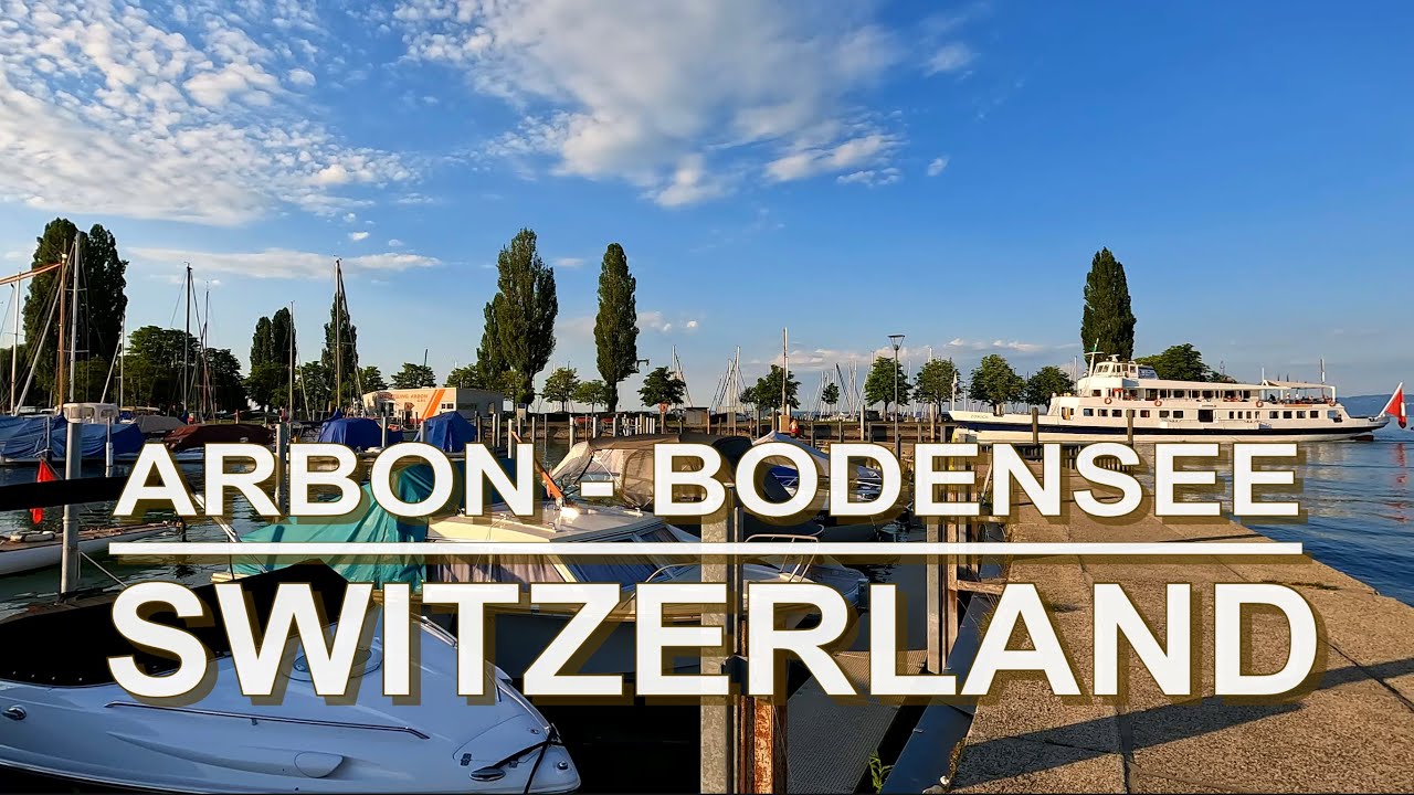 Beautiful old town and lake promenade - Arbon Castle - Lake Constance - Switzerland, 4K