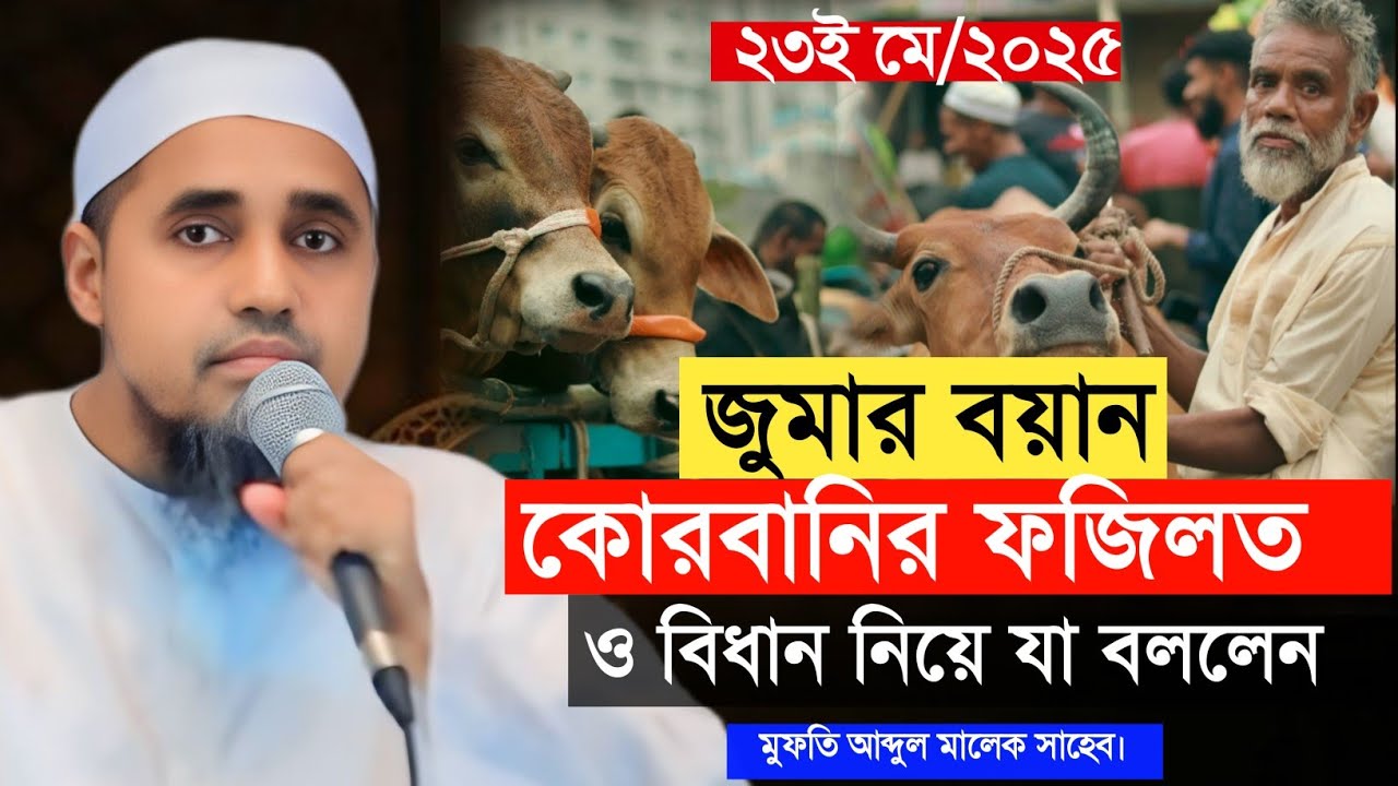 ২৩ই মে/২০২৫ জুমার বয়ান কোরবানীর ফজিলত ও বিধান নিয়ে যা আলোচনা করলেন মুফতি আব্দুল মালেক সাহেব |Araf_Tv