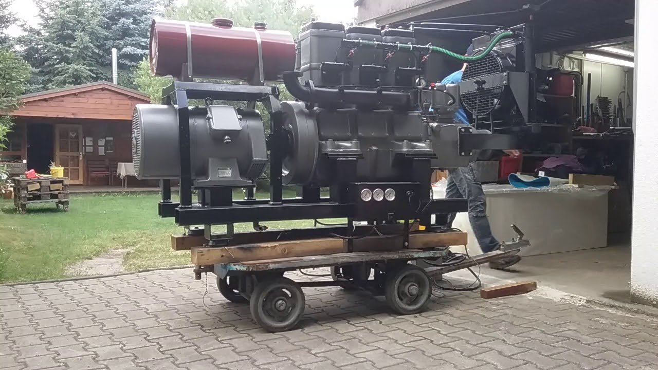 Notstromaggregat  mit Junkers Gegenkolbenmotor  3HK65  Fimag Dgkio 15 Testlauf