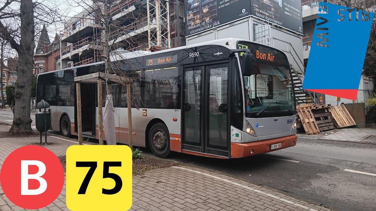 (Bus Stib) Voyage complet ligne 75 Bon Air à Héros Vanhool New A330 €6 n°9690.