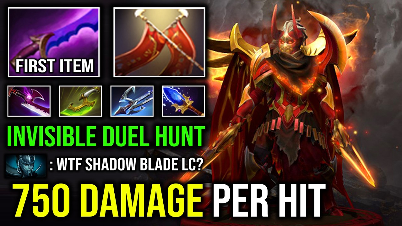 NEW IMBA Safelane LC First Item Shadow Blade 750 Damage Per Hit Invisible Solo Duel Hunt Dota 2