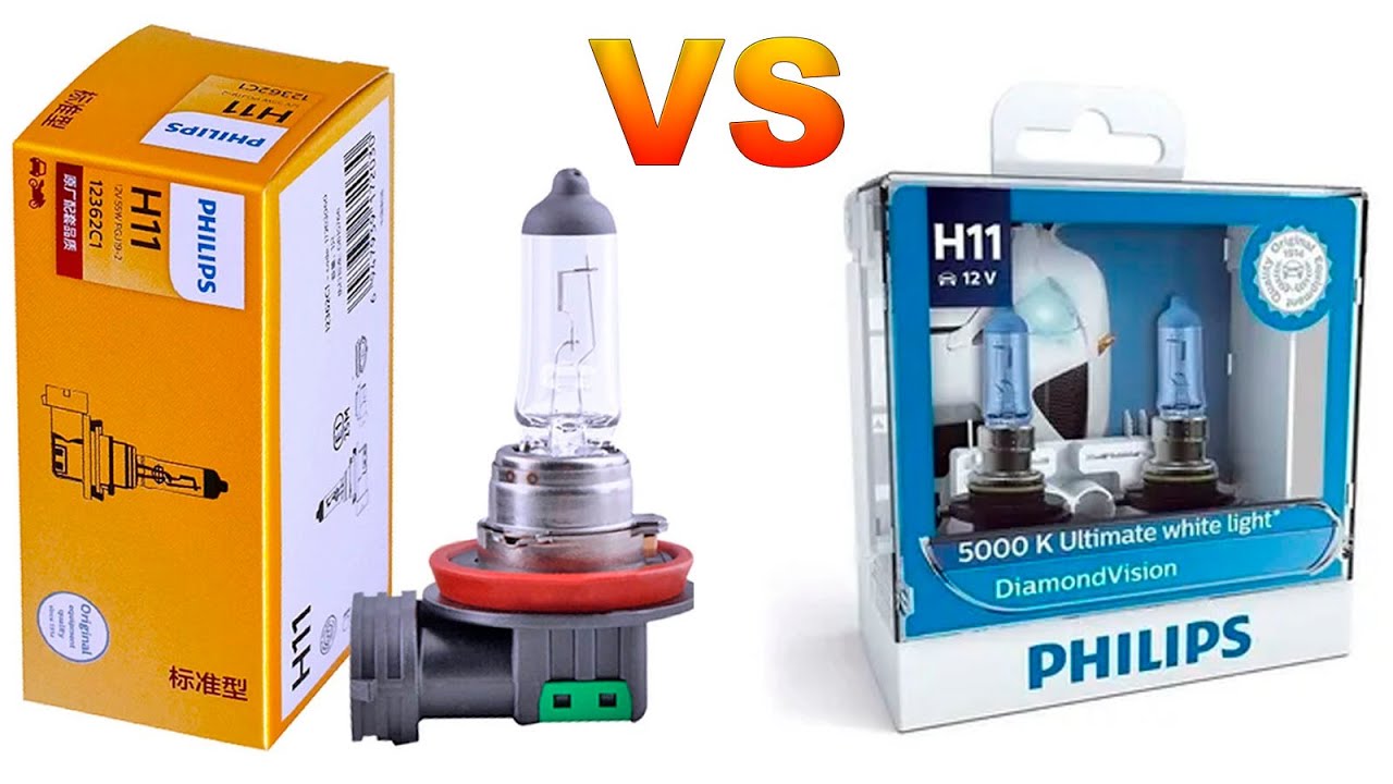 Lâmpada de farol Philips Original vs Philips Diamond Vision