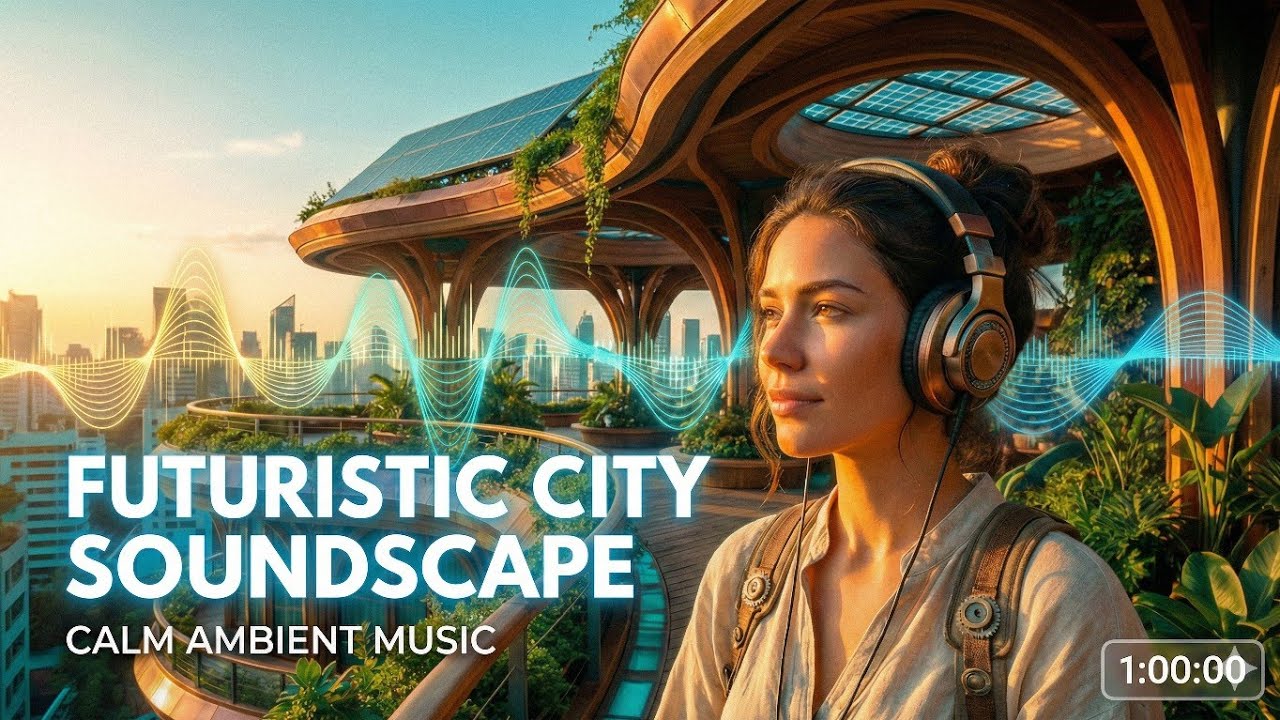  Futuristic City Soundscape 🏙️ 1 Hour of Calm Ambient Music