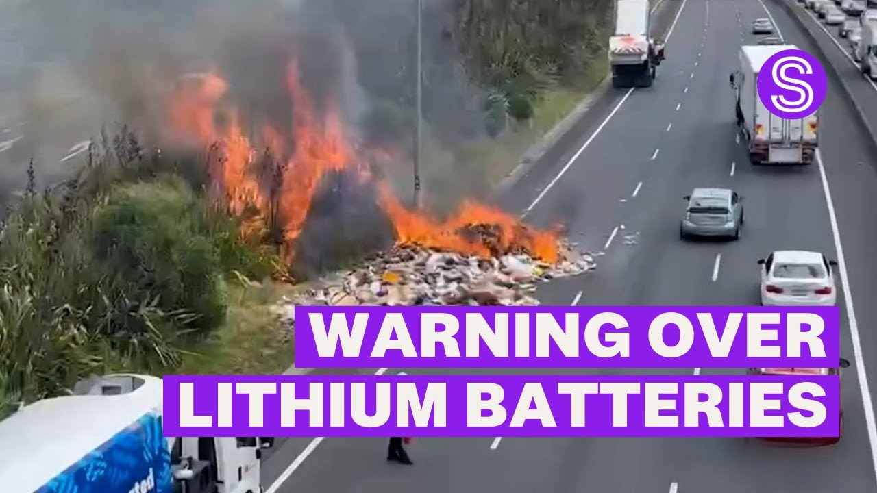 Flaming rubbish dumped on motorway highlights dangers of lithium batteries | Stuff.co.nz