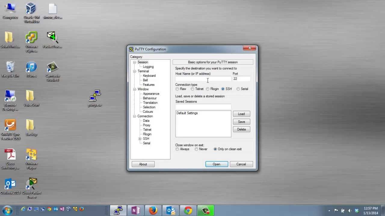 Using Putty to connect to the console port of a Network Device