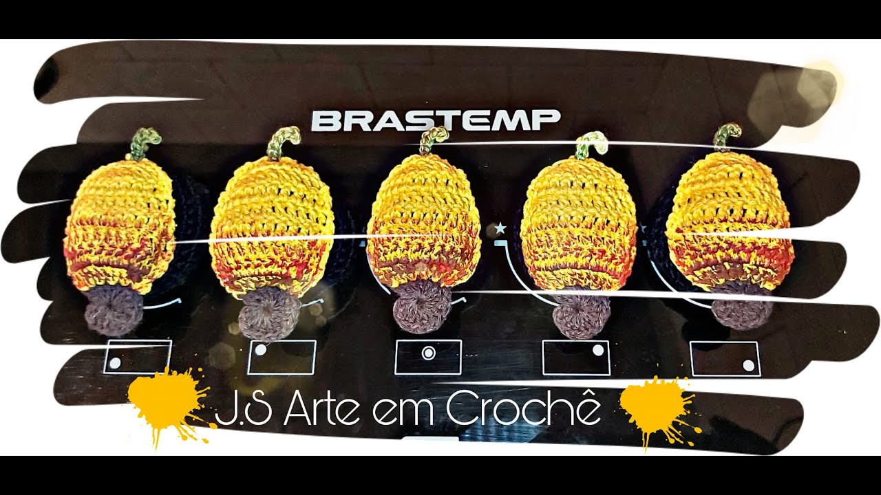 Capinha para Botão de Fogão Caju Crochê #joseanearteemcroche