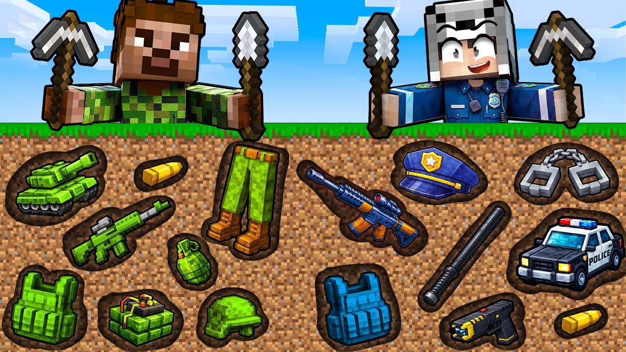 ZENGİN VS FAKİR ASKER VE POLİS MADENİ YARIŞI - Minecraft