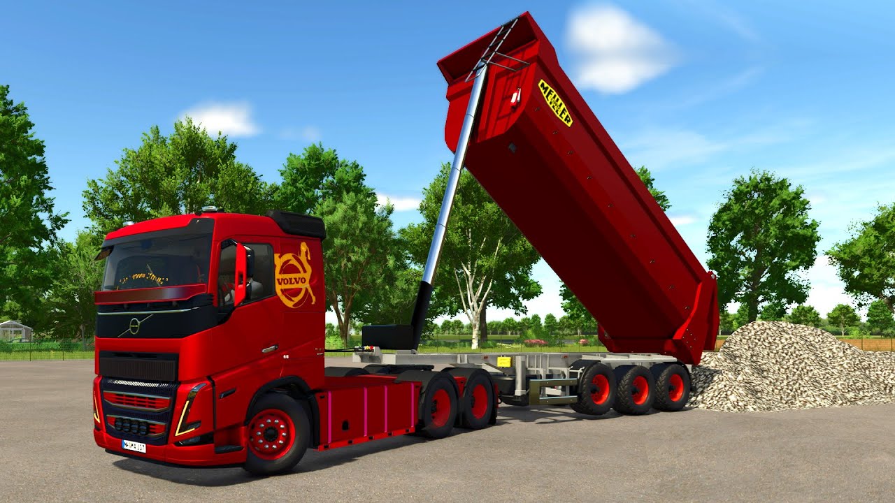 Volvo FH16 Complete Package Semi Truck Unloads Gravel At A Construction Site [Farming simulator 25]