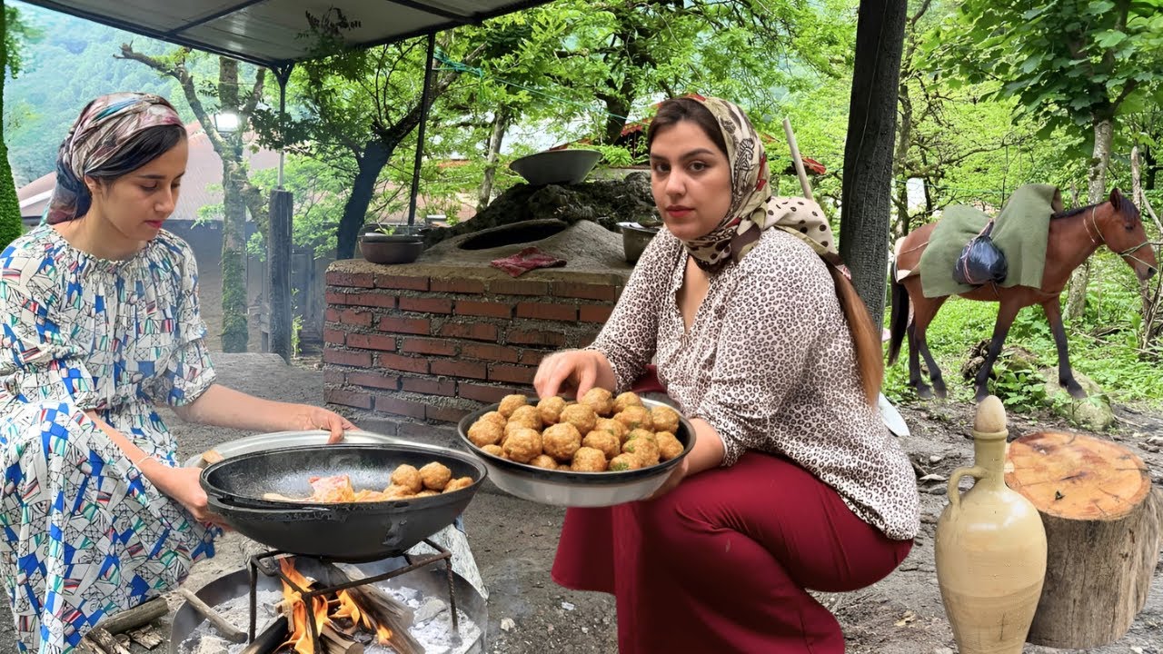 IRAN Nomadic Recipes :Cooking Meatballs in Tomato Sauce & Saffron rice | Rustic Lunch