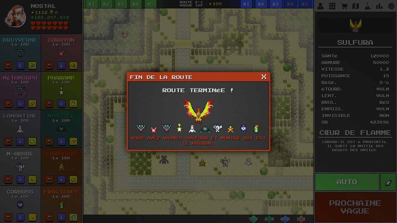 #14 ROUTE 2-1 BOSS SULFURA (VAGUES 1 à 100) - PokéPath TD [PC]