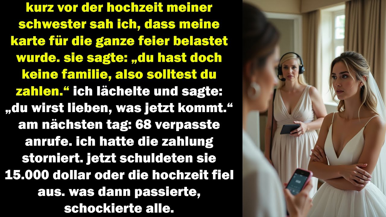 meine schwester ließ mich ihre hochzeit zahlen – bis ich die zahlung stoppte und alles zusammenbrach