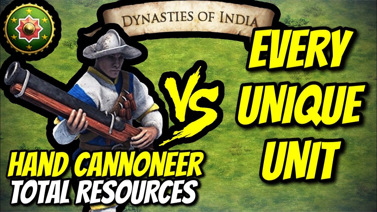 HAND CANNONEER (Hindustanis) vs EVERY UNIQUE UNIT (Total Resources) | AoE II: DE