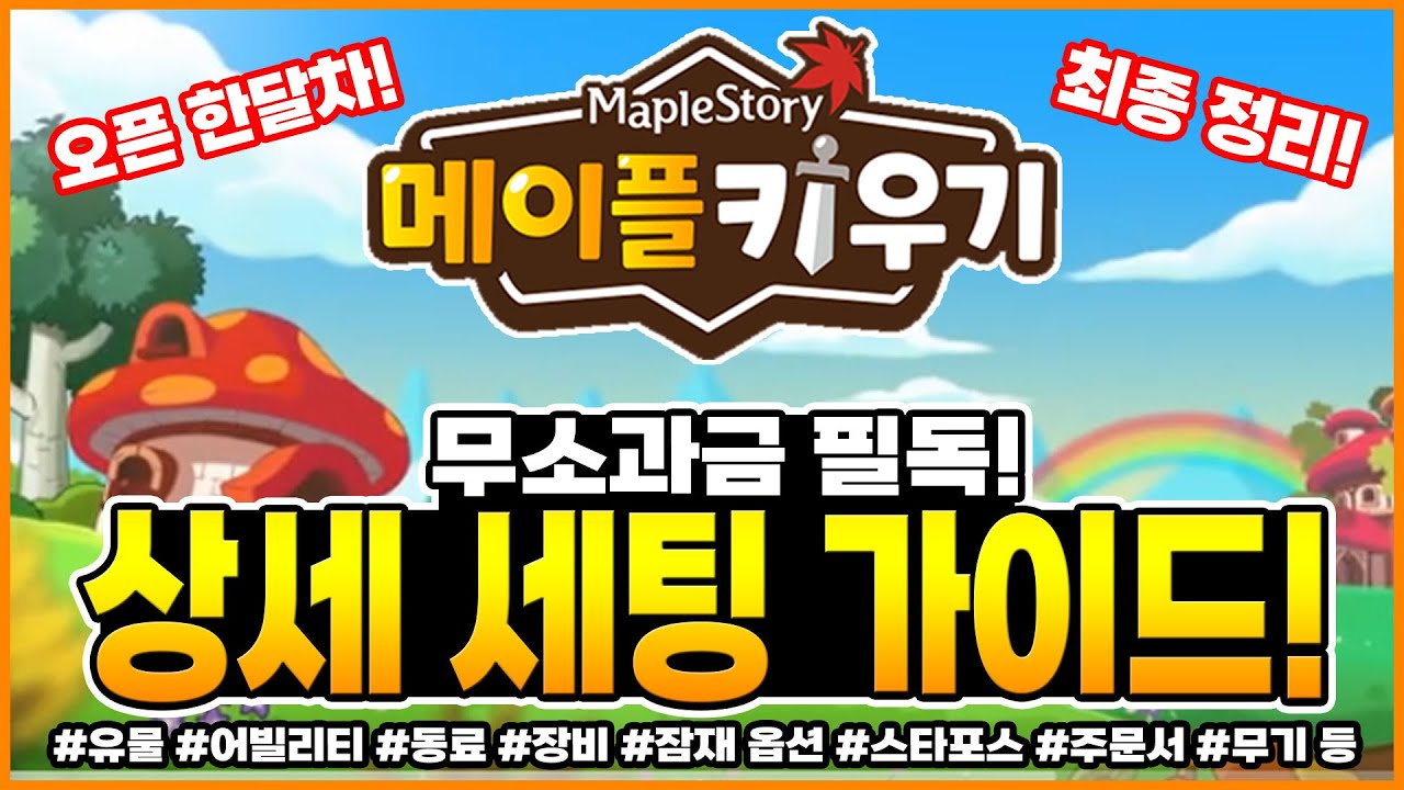 메이플 키우기 - 오픈 한달차 무소과금 상세 세팅 가이드 최종 정리!