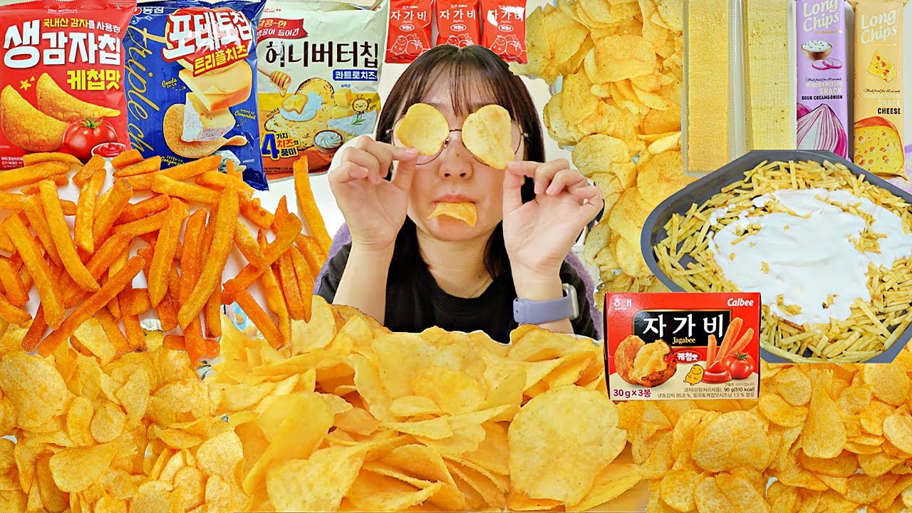 총 4,000kcal 😇 순삭하는 개존맛 신상 감자칩 6종 먹방 VLOG