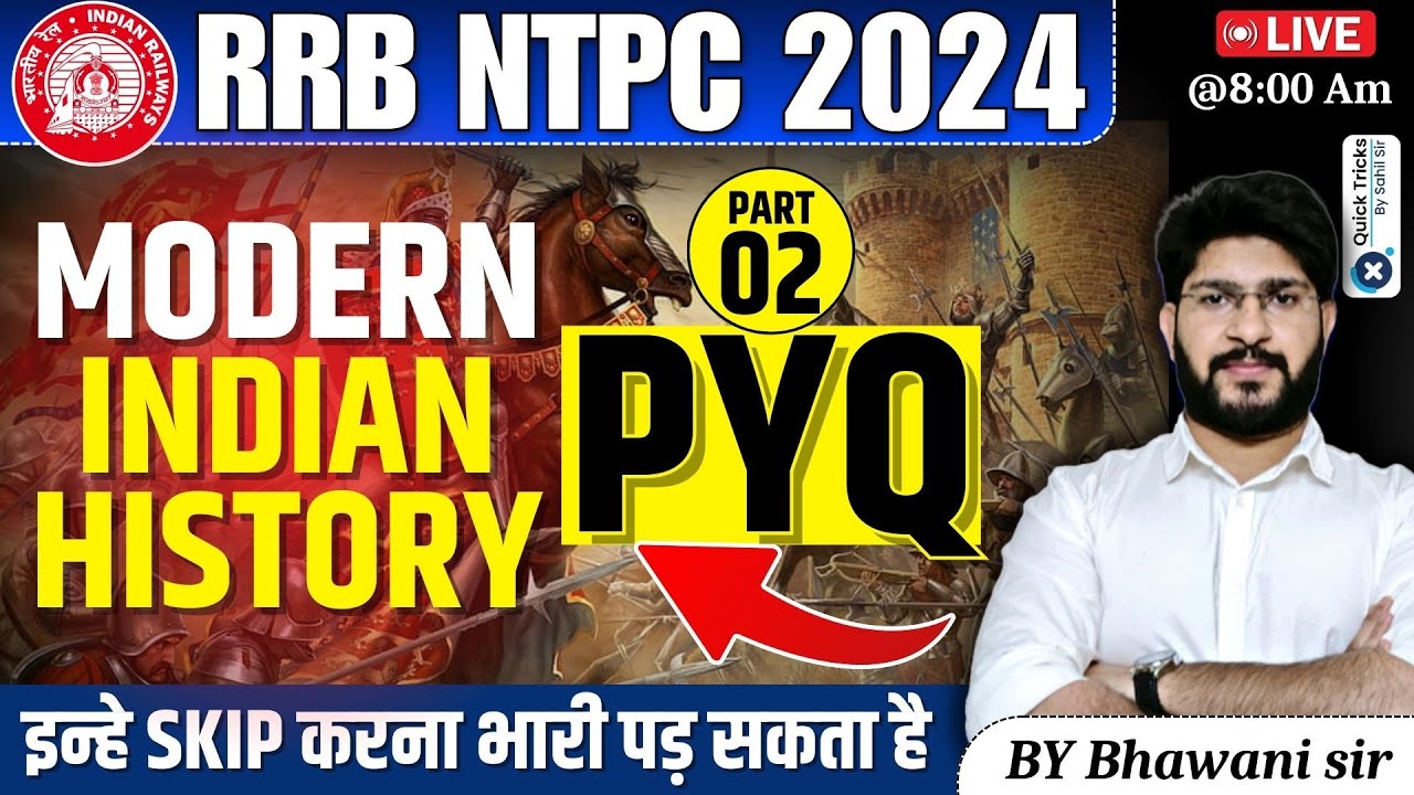 RRB NTPC 2024| Modern Indian History PYQ-02| RRB NTPC GA Previous Year Questions | by Bhawani sir