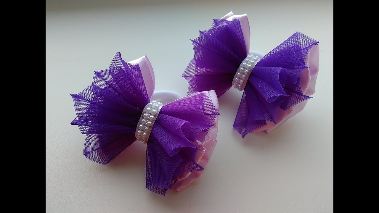 Красивые бантики из атласа и органзы МК Канзаши / Beautiful bows of satin and organza