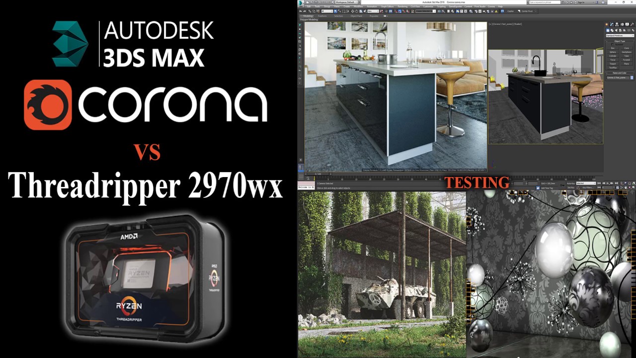 Threadripper 2970wx - 64GB - RTX 2070. Testing with Corona Renderer..
