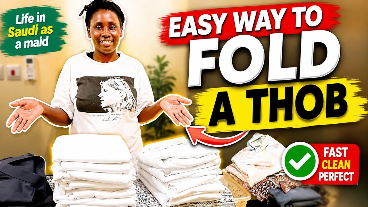 Best way of folding thobs |ramadan give away|food for iftar|life of a ugandan housemaid in Saudi.