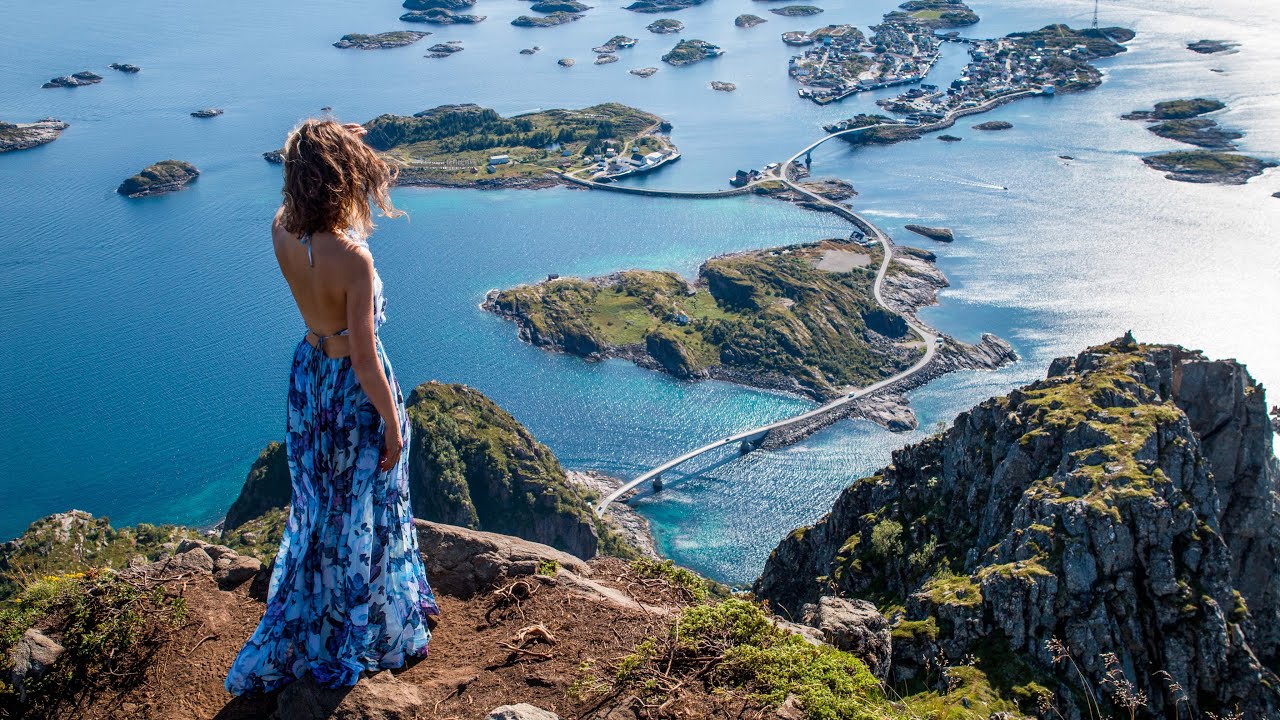 Slow TV. Norway. The roads of the Lofoten Islands.