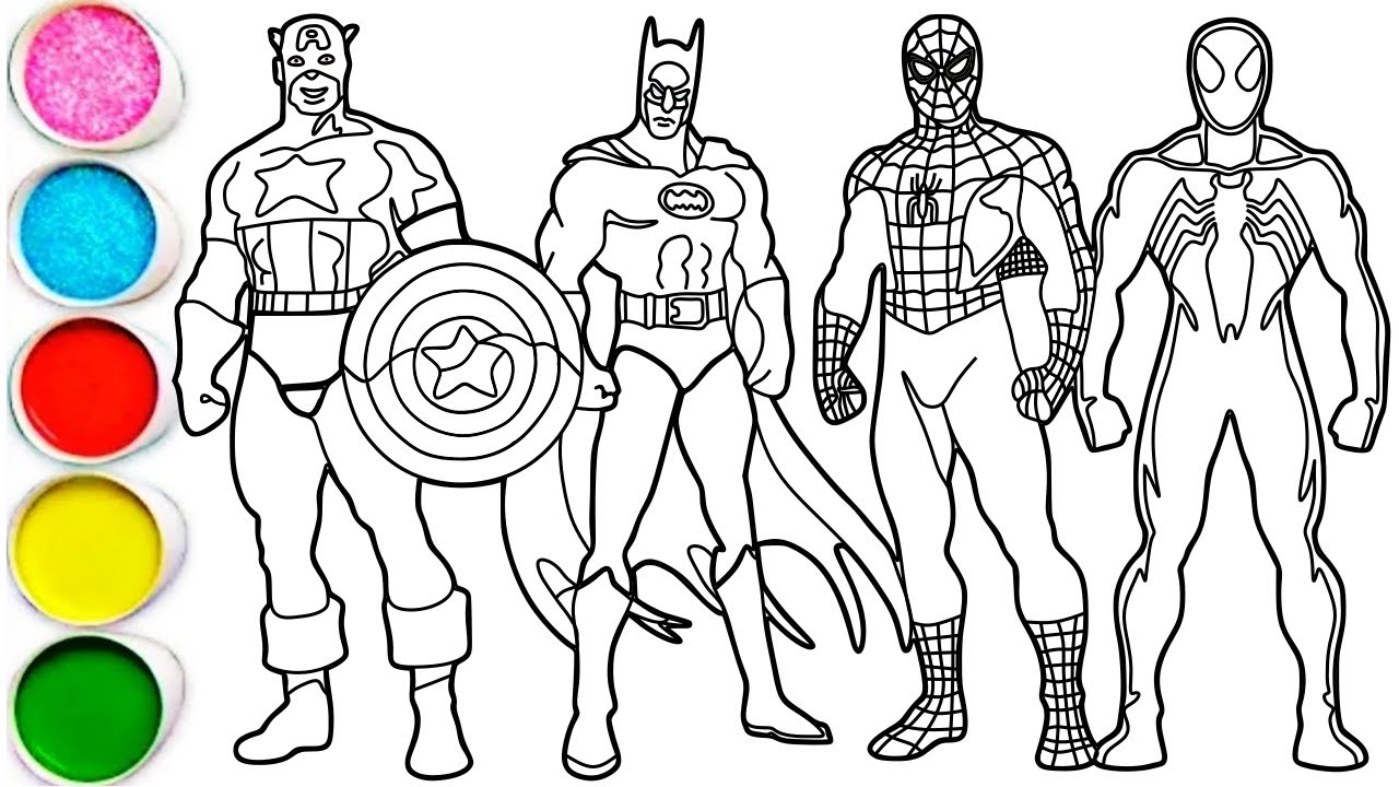 Draw Four Legendary Superheroes in Minutes - Captain America, Batman, Spider-Man and Venom