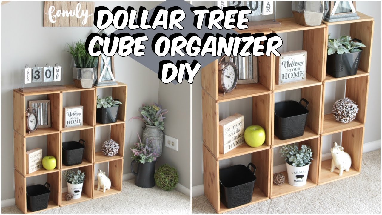 DOLLAR TREE WOOD CUBE ORGANIZER DIY