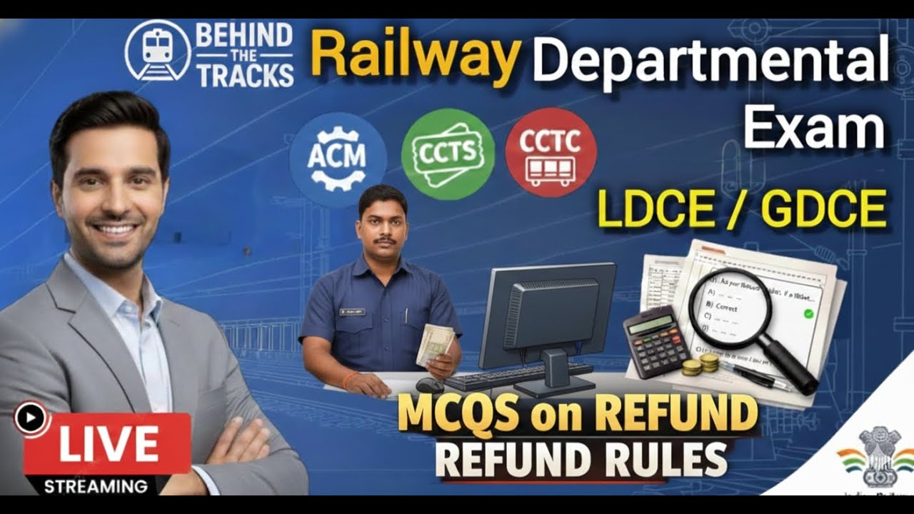 MCQs on  Refund Rules in Railways | GDCE/LDCE | ACM | CCTS | CCTC 