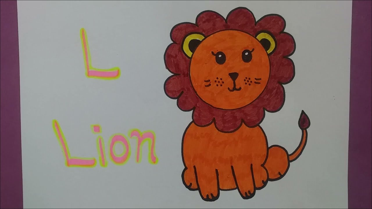 Easy cute Lion Drawing 🦁 | L is for Lion | Little Star 🌟