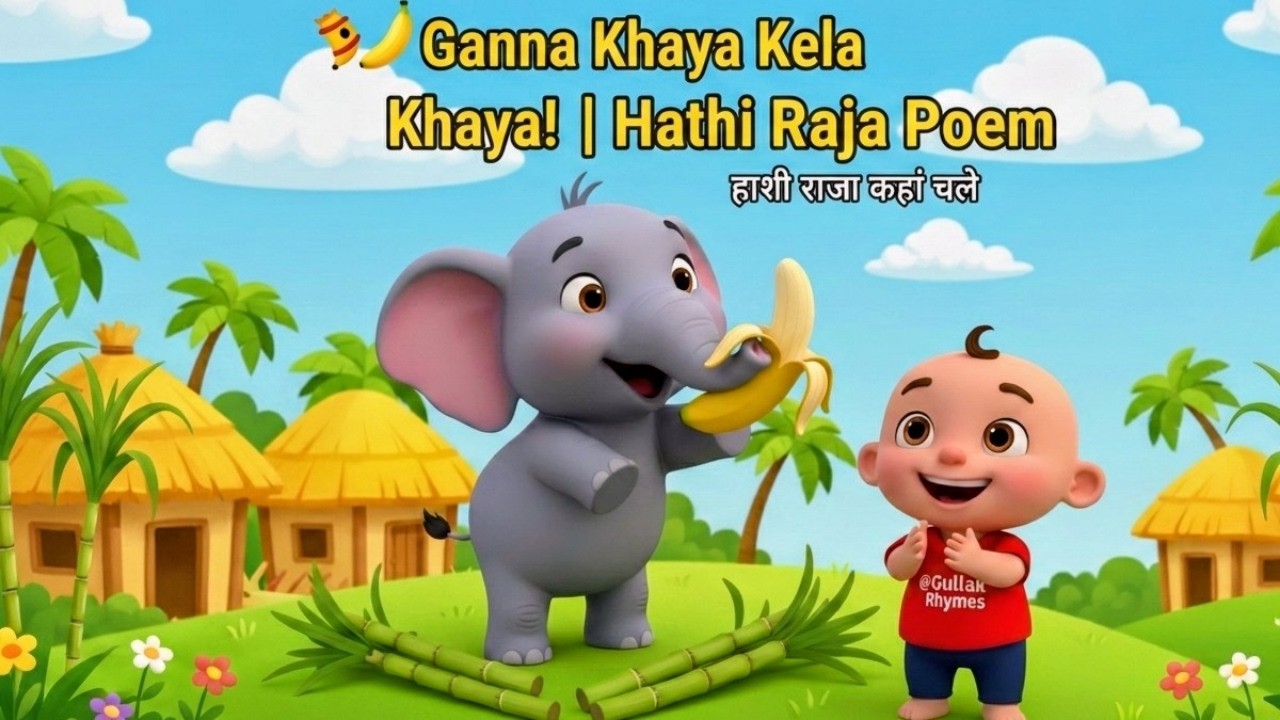 Hathi Raja Kahan Chale 🐘 Ganna Khaya Kela Khaya | Hindi Rhymes for Kids | @GullakRhymes