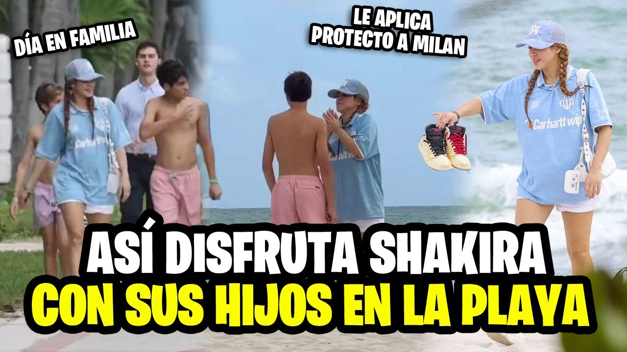 Shakira disfruta con sus hijos en la playa tras salir de compras.