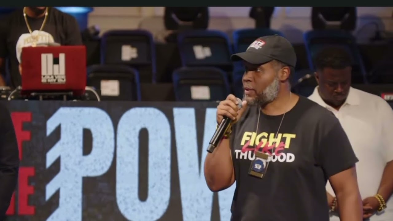 Georgia NAACP President Gerald Griggs joins the State of the People Power Tour rally.