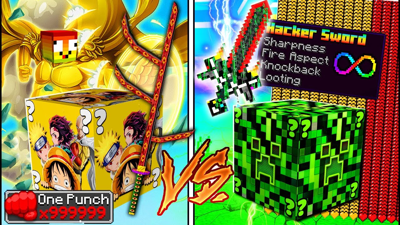 SIÊU HACKER LỎ Vs ANIME MẠNH NHẤT MINECRAFT ?? MINI GAME : HACKER Vs ANIME LUCKY BLOCK BEDWARS