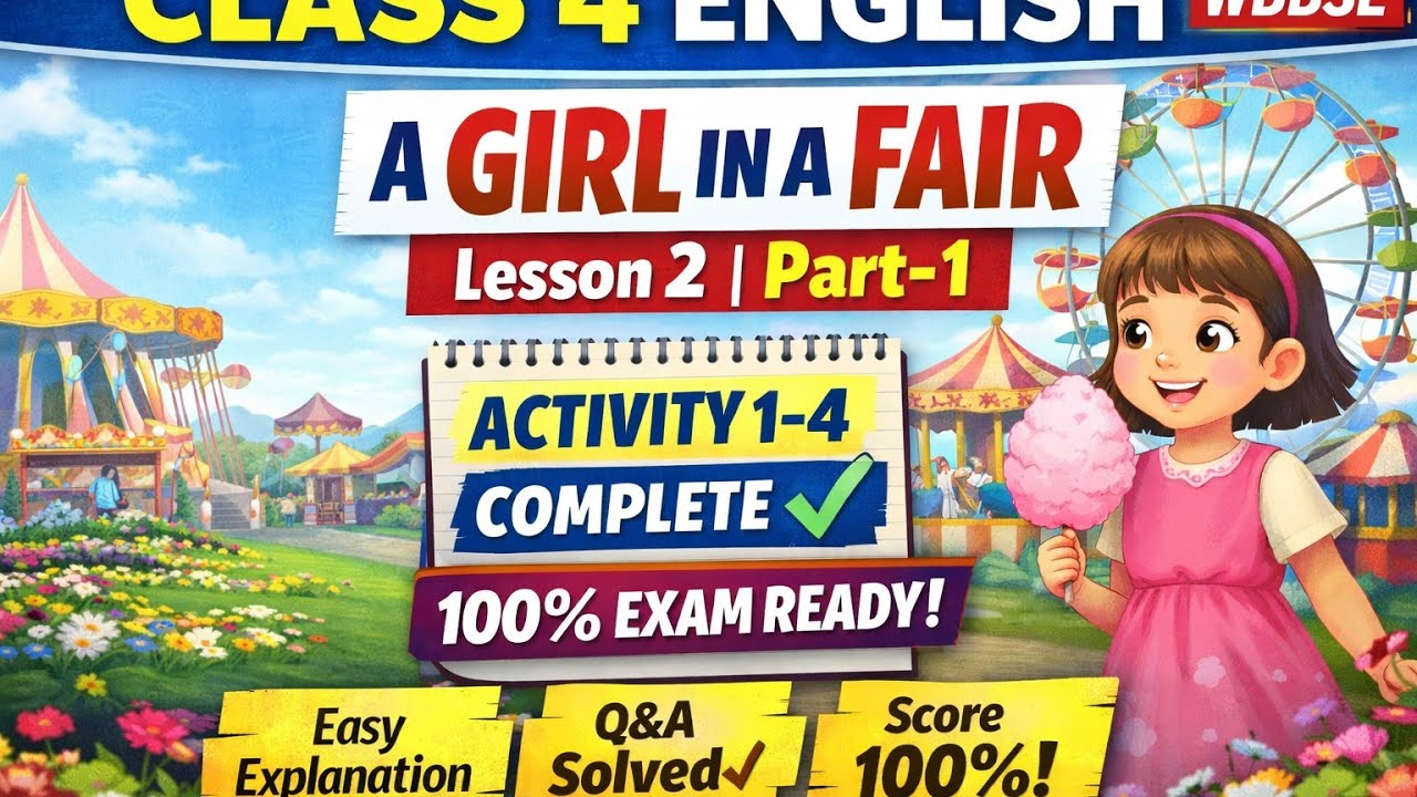  Class 4 English ll A Girl in a Fair 🎡 Part-1 | Lesson 2 | Activity 1-4 | #WBBSE #englishlanguage 