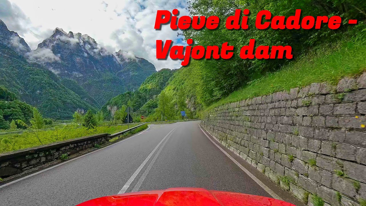 Driving in Dolomites - from Pieve di Cadore to Langarone and  Vajont dam