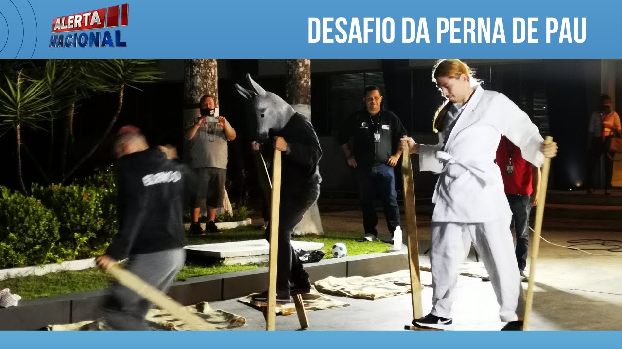DESAFIO DO ELENCO: Quem se equilibrou melhor na perna de pau?