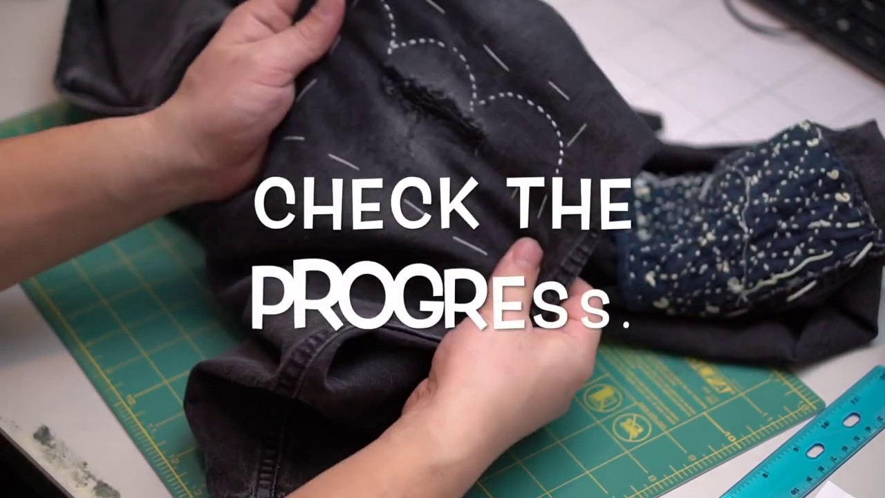 Sashiko Mending Basic Procedure | Without Narration | Denim Jeans Repair with Sashiko