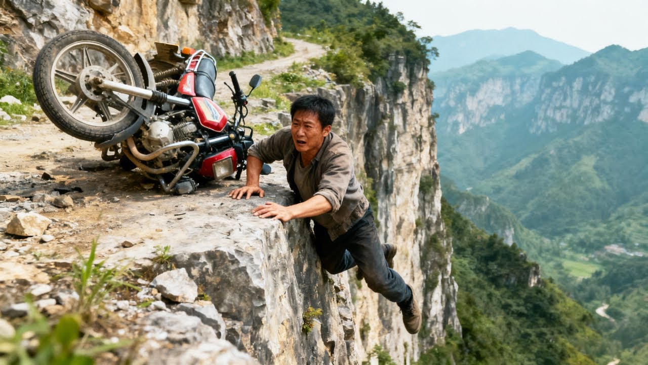 He fell off a cliff while riding a motorcycle, but a kind person saved him！