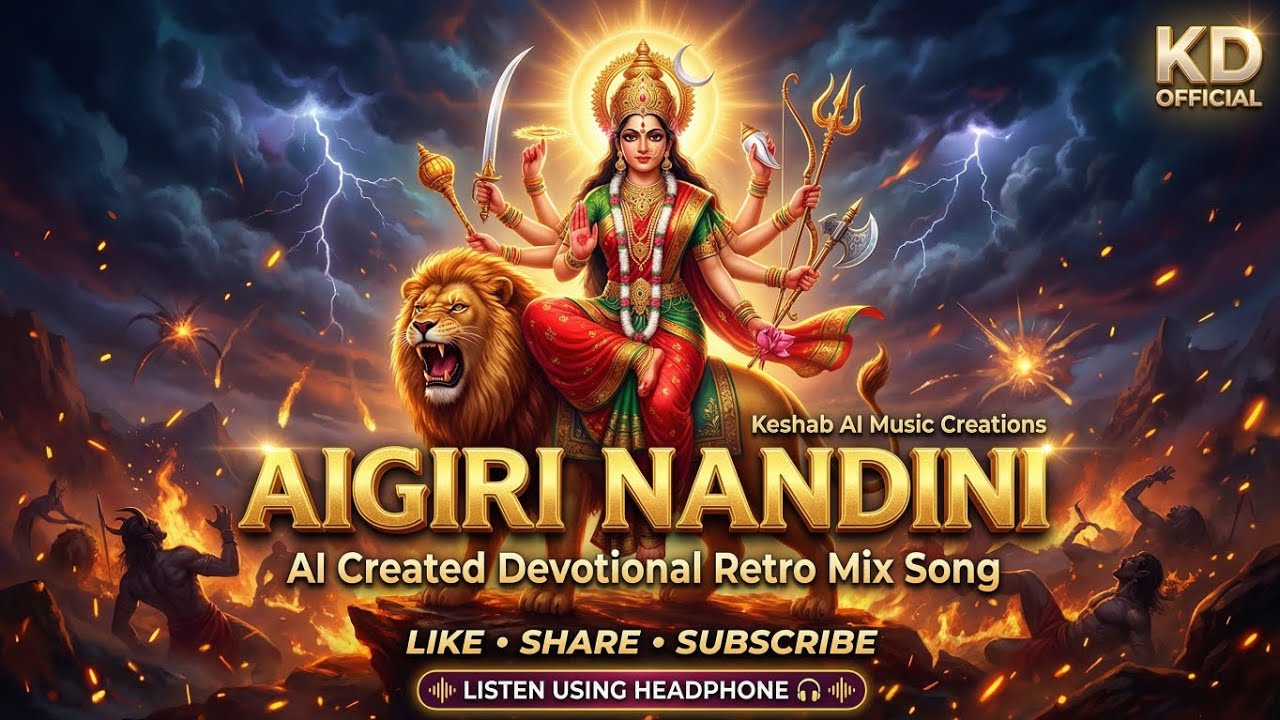 AIGIRI NANDINI | AI SLOKA 2026 | Durga Mata Devotional Retro Mix 🔥#bhakti #bhajan #durga #song #ai 