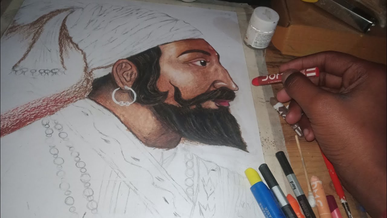 How to draw chatraapati shivaji Maharaj drawing with oil pastel, 🙏