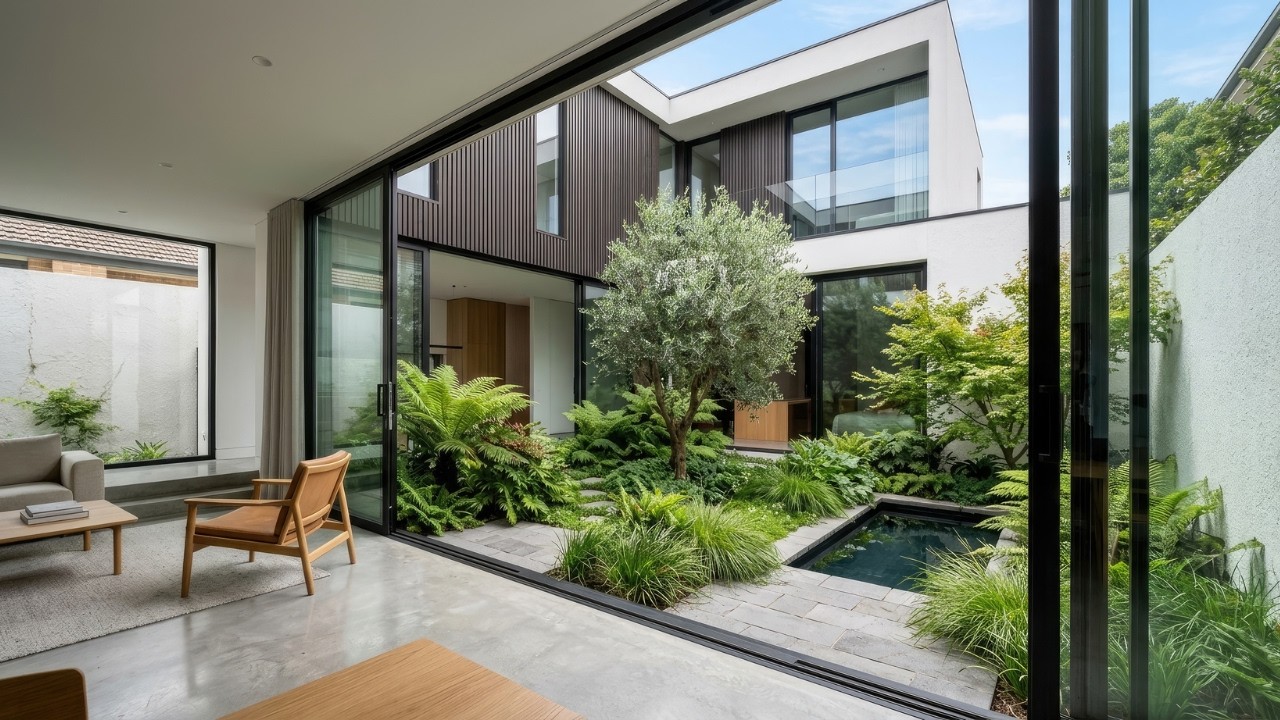 Hidden Paradise: Modern Minimalist Courtyard House Designs with Stunning Garden Views
