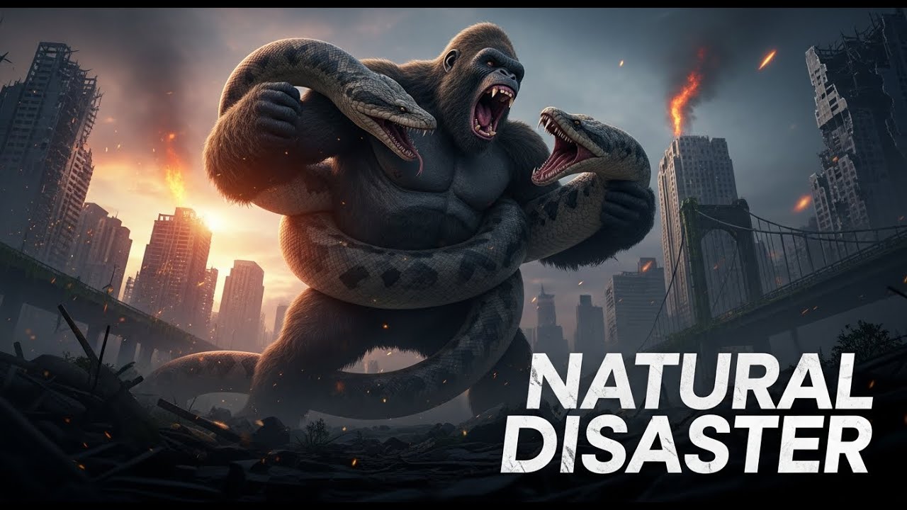 Millions Years Ago | Apocalyptic Clash: Giant Ape, The Anaconda, and The Battle for Ruined Territory