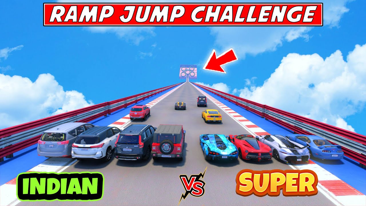 GTA 5 - VS INDIAN CARS VS SUPER CARS RAMP JUMP CHALLENGE | GTA 5 GAMEPLAY