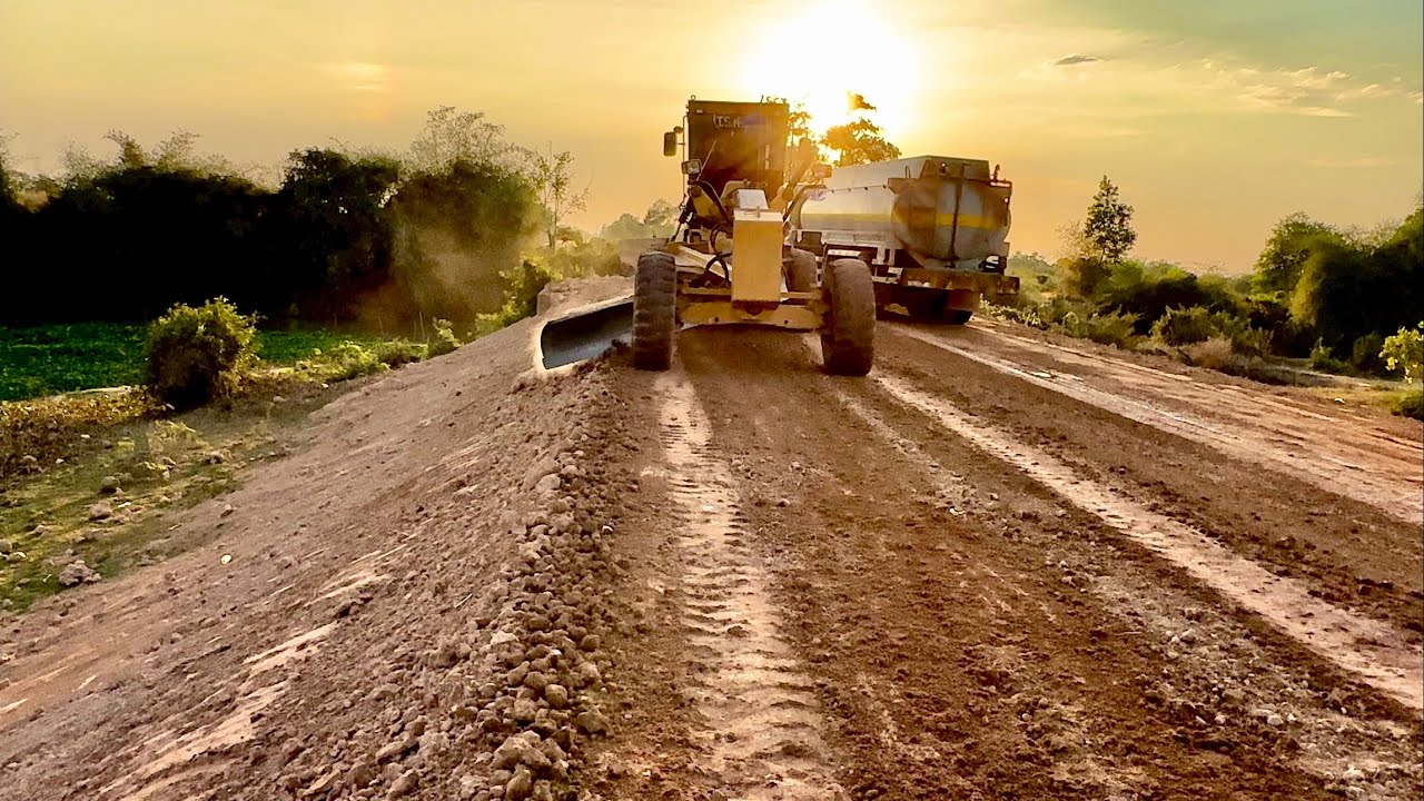 Grading and Compacting Embankment Top Layer by Motor Grader and Roller SANY