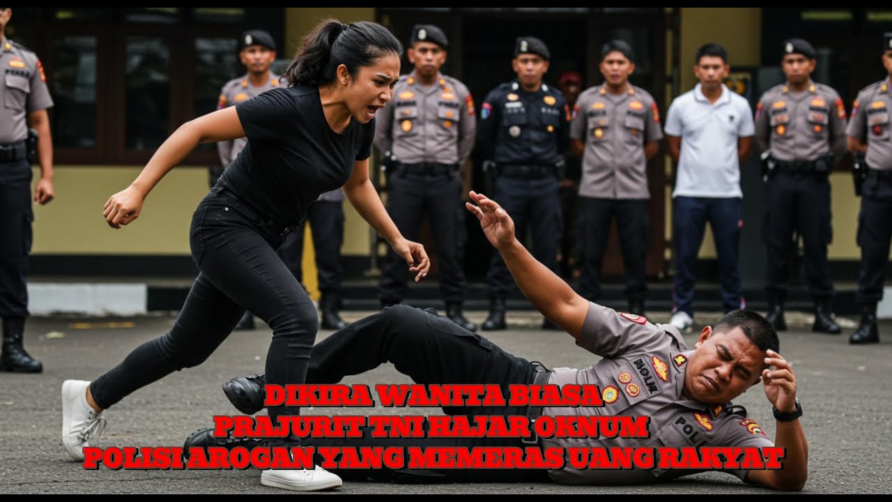 DIKIRA WANITA BIASA!! PRAJURIT TNI HAJAR OKNOM POLISI AROGAN YANG MEMERAS UANG RAKYAT KECIL