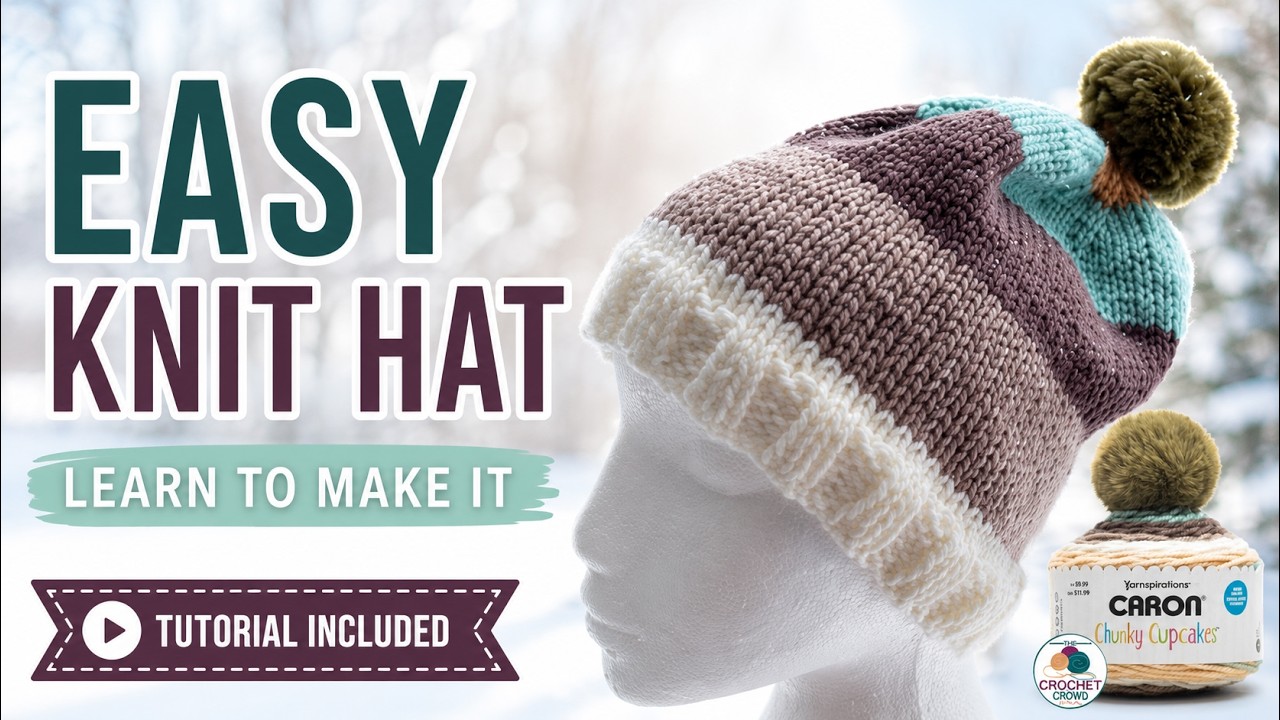 Easy Knit Hat Pattern With Caron Chunky Cupcakes Yarn For Beginners!