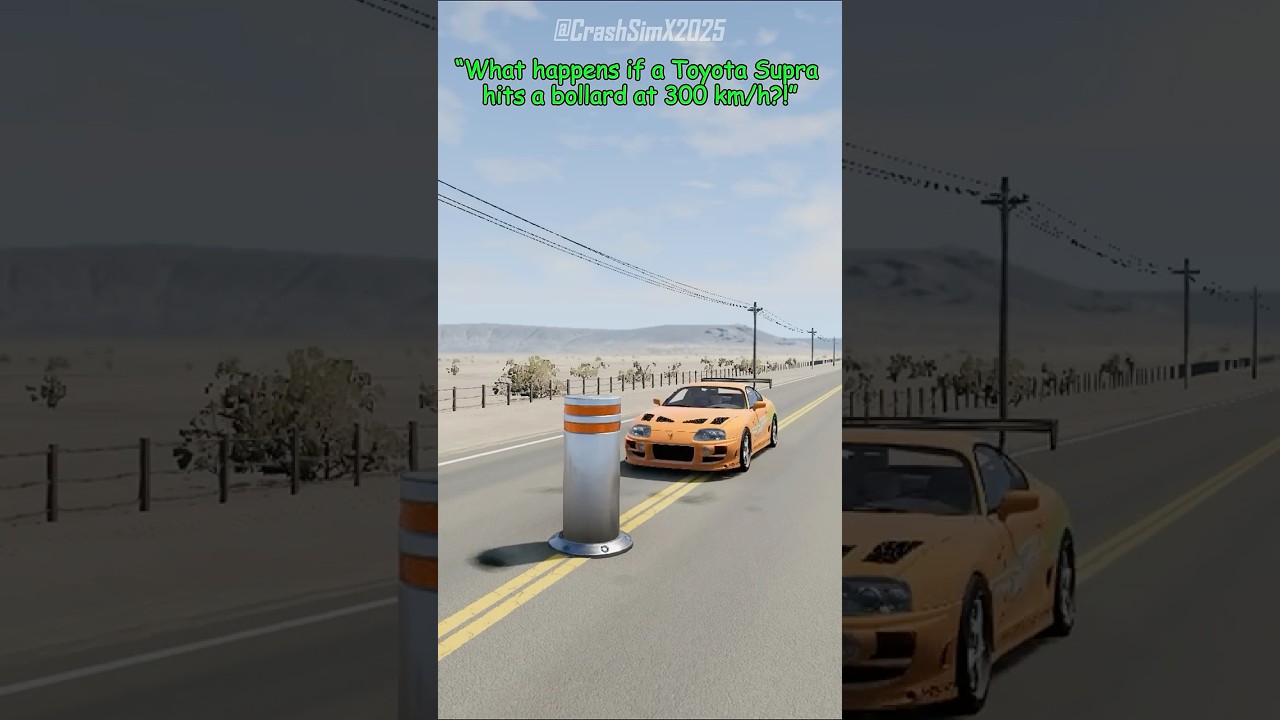 Toyota Supra MK4 vs Bollard Crash Test 🚗💥🚧 | BeamNG.drive  